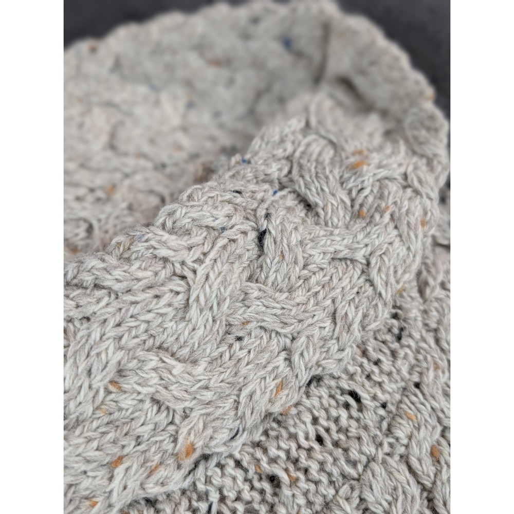 Aran Mór Ireland 100% Merino Wool Cable‎ Knit Cowl Neck Sweater Oatmeal  F233 - Picture 4 of 13